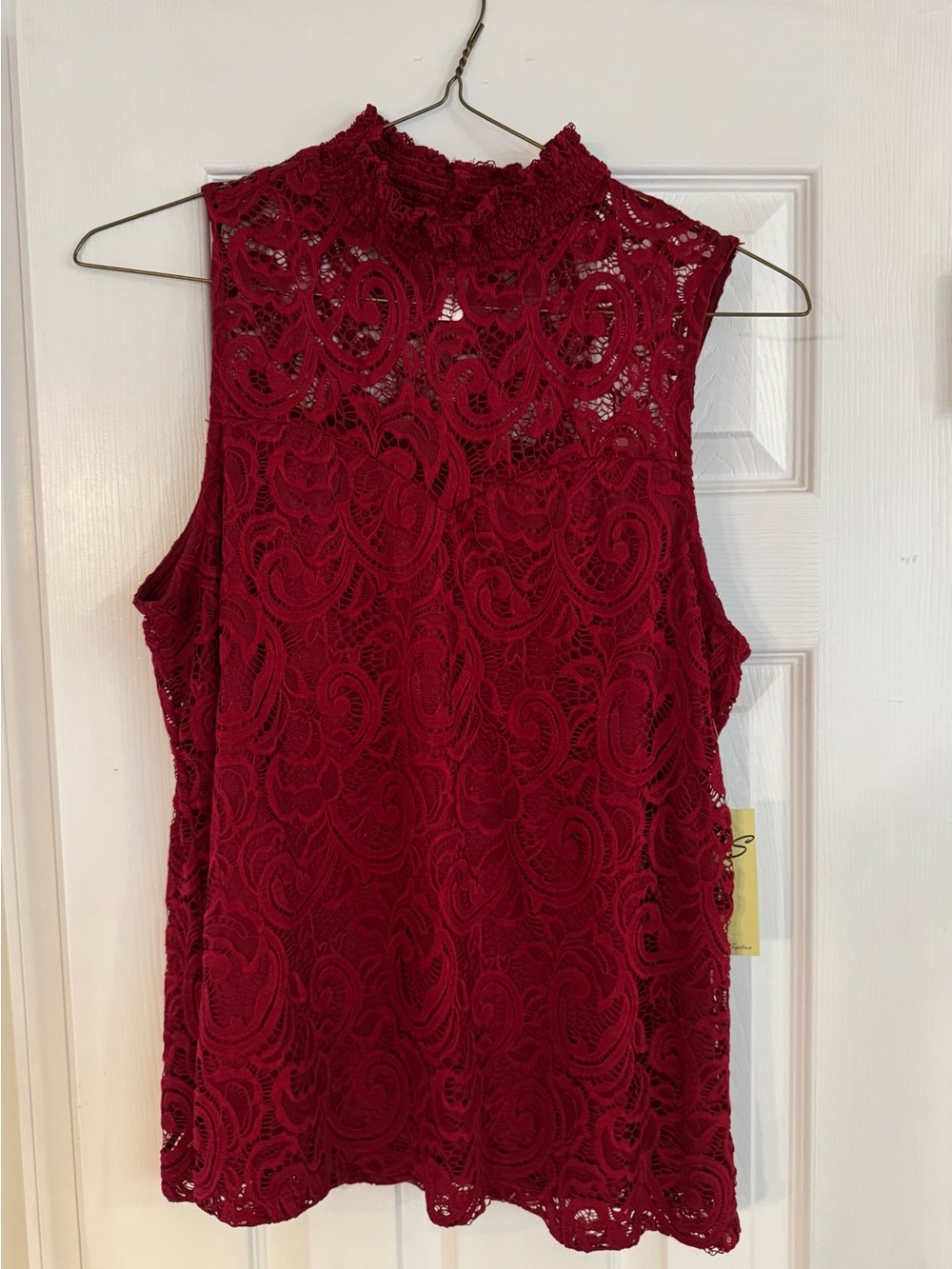 PerSeption Concept Crimson Lace High-Neck Sleeveless Top